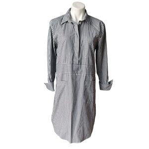 Claridge + King Black Gingham Banded Cotton Shirt Dress, Sz M